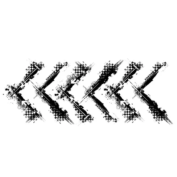 Grunge flecha raza neumático negro — Archivo Imágenes Vectoriales
