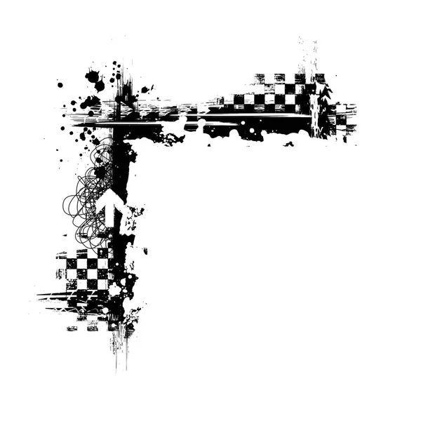 Pneu noir Grunge coin carré — Image vectorielle