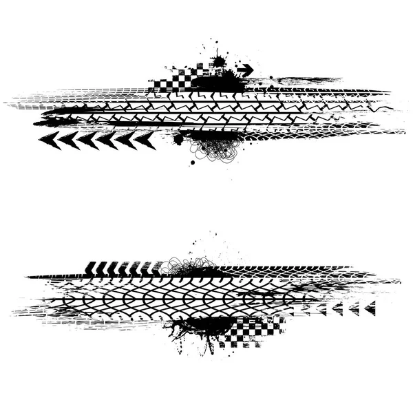 格鲁格黑色轮胎轨道横幅 — 图库矢量图片