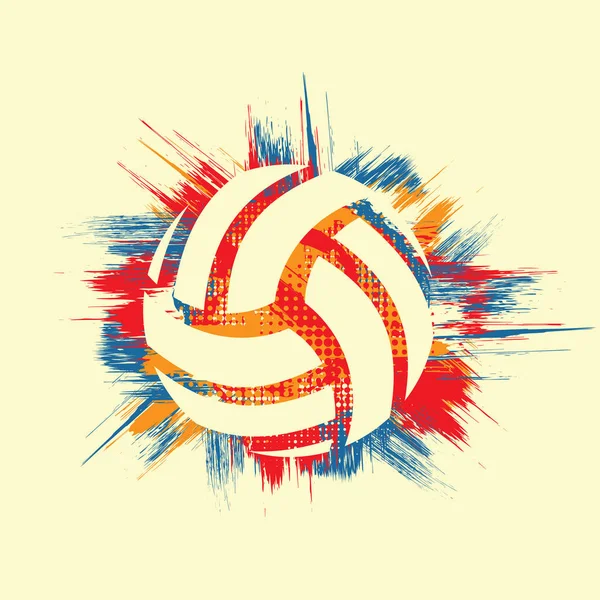 Grunge couleur volley-ball symbole fond — Image vectorielle