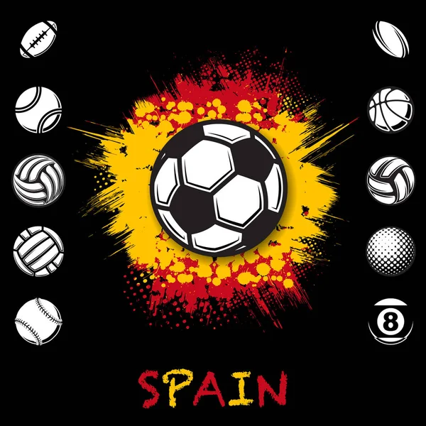 Zwarte sport ballen Spanje achtergrond — Stockvector