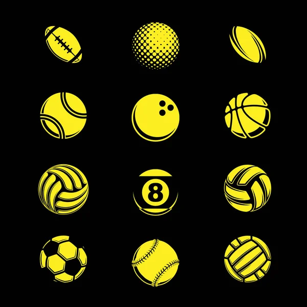 Gele sport ballen grunge — Stockvector