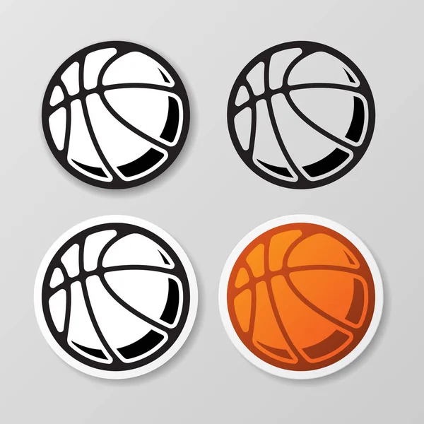 Jeu d'autocollants symbole Basketball — Image vectorielle