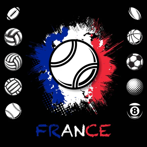 Black sport balls France background — Stock Vector