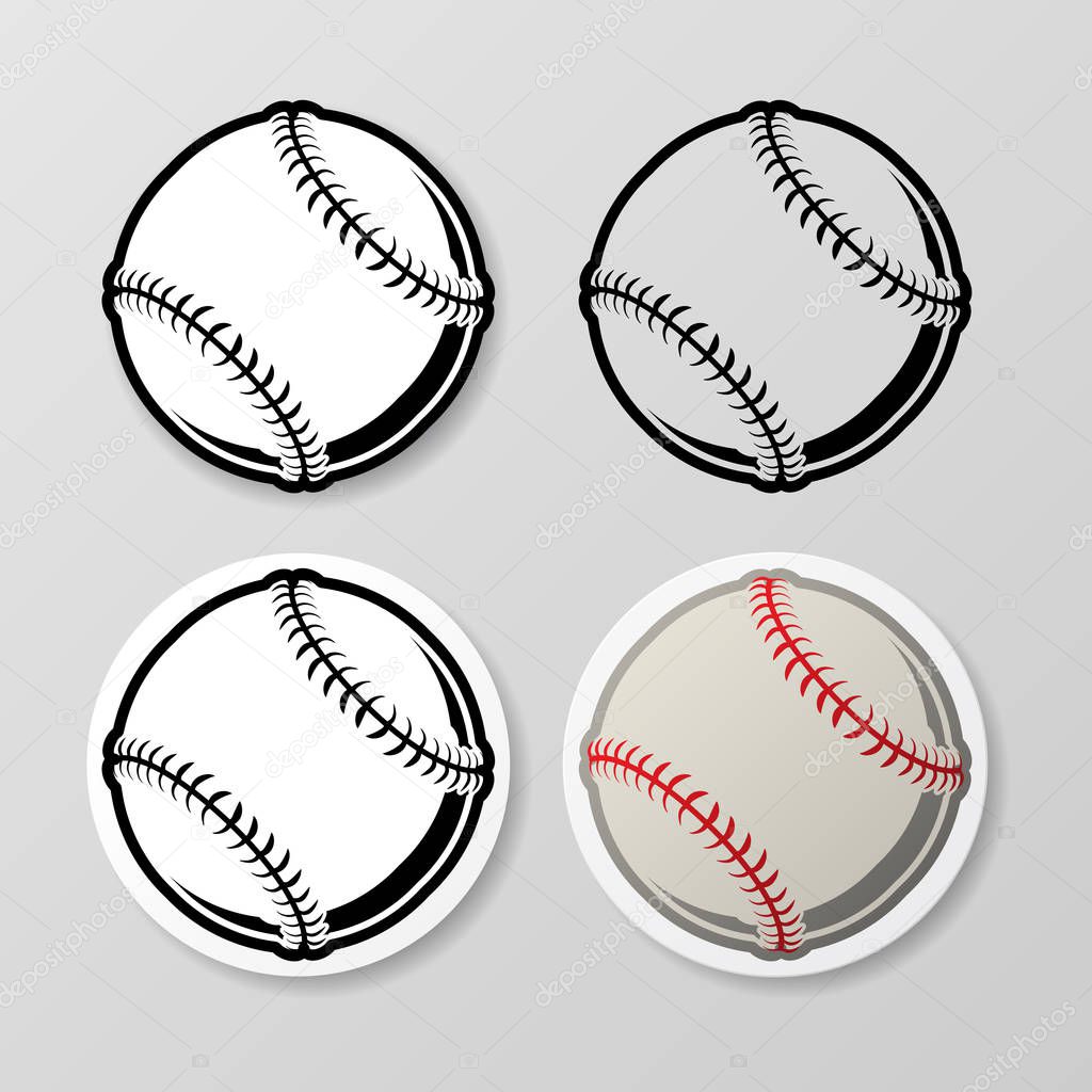 Baseball symbol stickers set