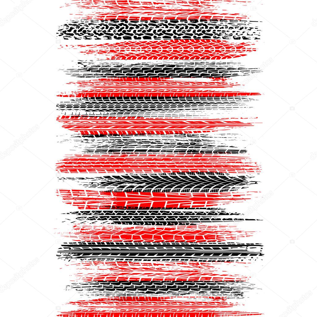 Red and white tire lines
