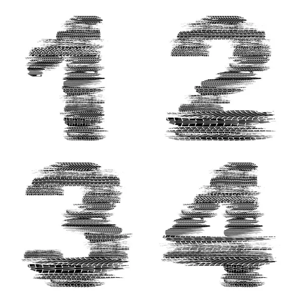 Grunge pneus numéros noirs — Image vectorielle