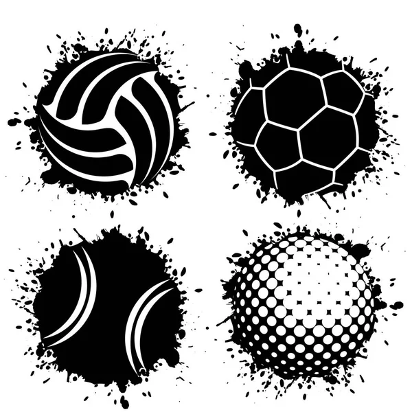 Inkt blots grunge ballen — Stockvector