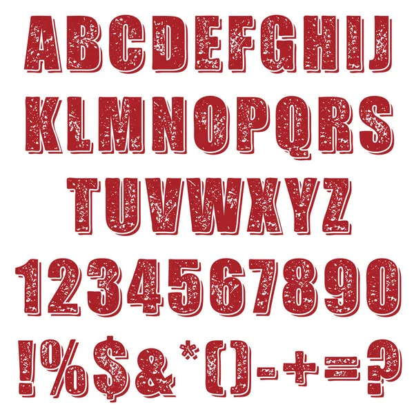 Sayılı Grunge alfabesi — Stok Vektör