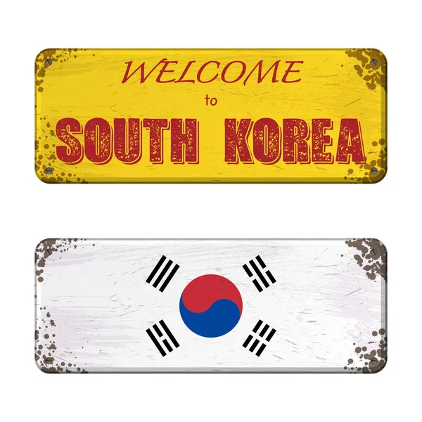 Bienvenue sur la plaque signalétique de Corée du Sud — Image vectorielle