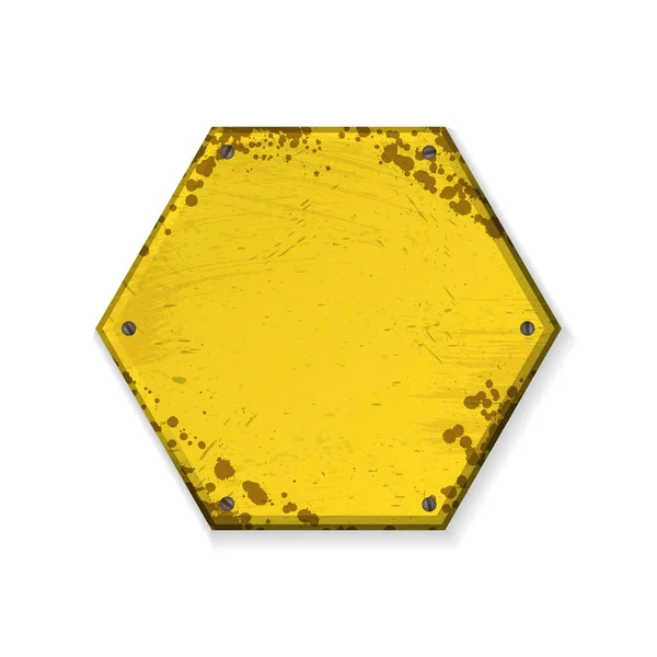 Hexagon 노란 grunge 프레임 — 스톡 벡터