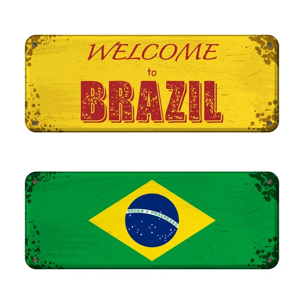 Willkommen im brasilianischen Namensschild — Stockvektor