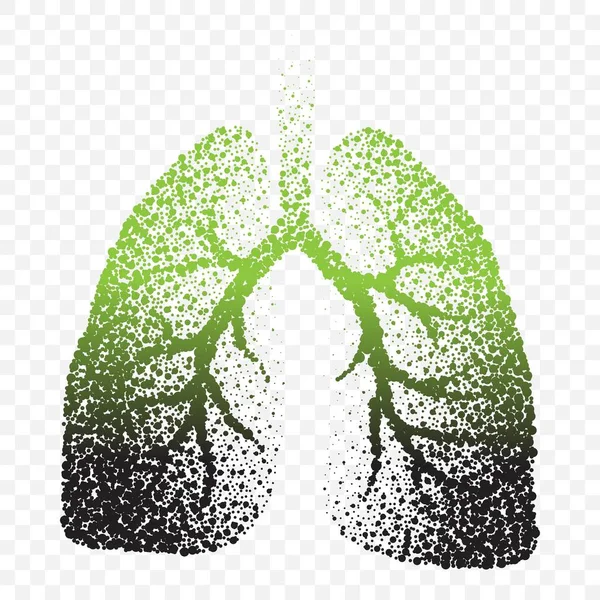 Fumée personnes poumons pointillés silhouette — Image vectorielle