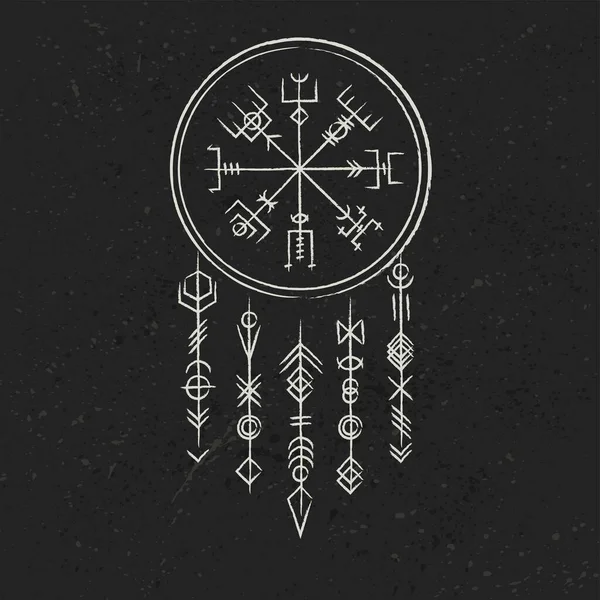 Simboli runici scuri sognatore — Vettoriale Stock