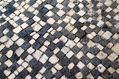 Siyah ve beyaz kaldırım. Geometrik desen. Kaldırım doku