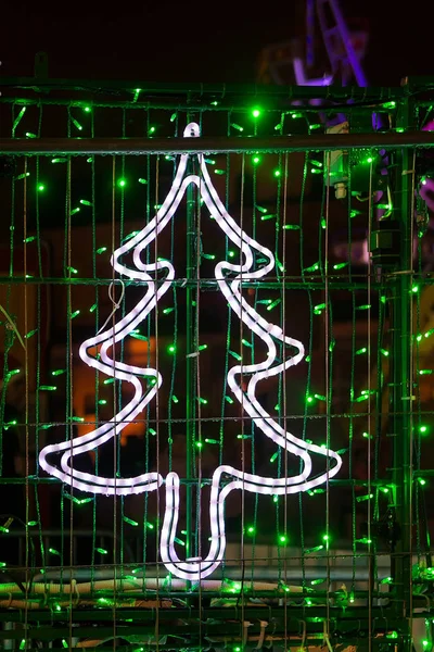 Noel Ağacı Işıkları Yaptı Noel Süsleri Seçici Odak — Stok fotoğraf