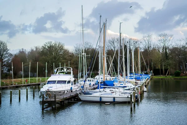 Vista Porto Iate Noite Hoorn Países Baixos — Fotografia de Stock