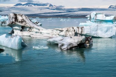 İzlanda Buzul Koyu 'nun güzel soğuk manzara resmi,