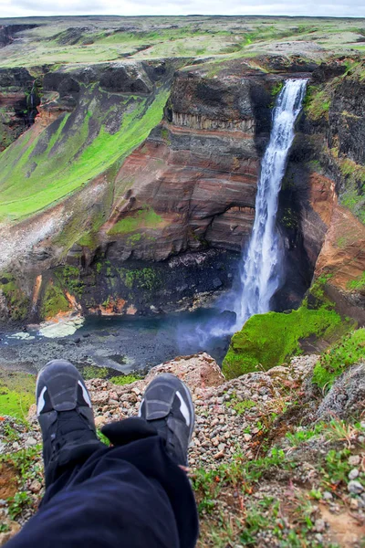 Haifoss - vodopády v řece Fossa na Islandu — Stock fotografie