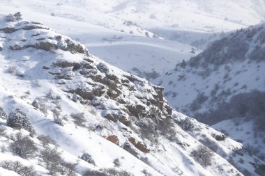 Kazakistan'ın karlı dağlar