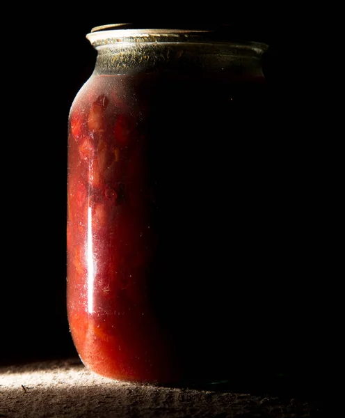 Old bank with jam in the basement in the dark — Stock Photo, Image