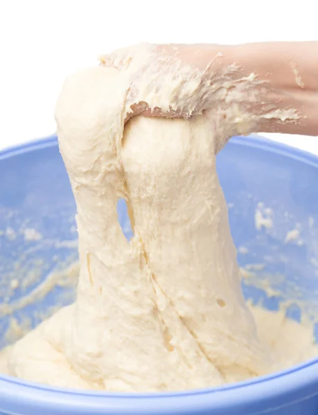 Making dough by female hands — Stock Photo, Image