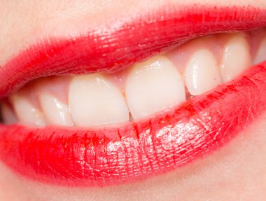 beautiful smile with red lips