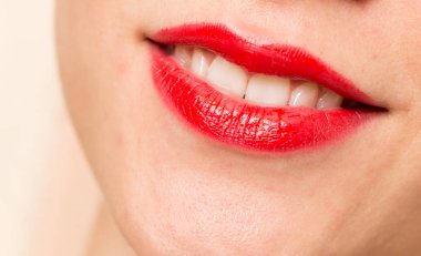 beautiful smile with red lips
