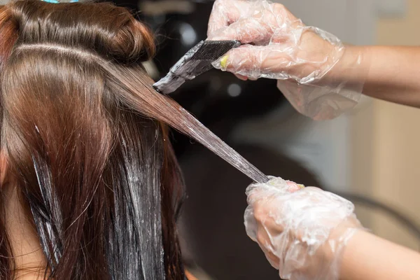 Haarfärbung im Schönheitssalon — Stockfoto