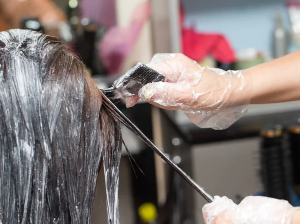 Colorarea părului într-un salon de înfrumusețare — Fotografie, imagine de stoc