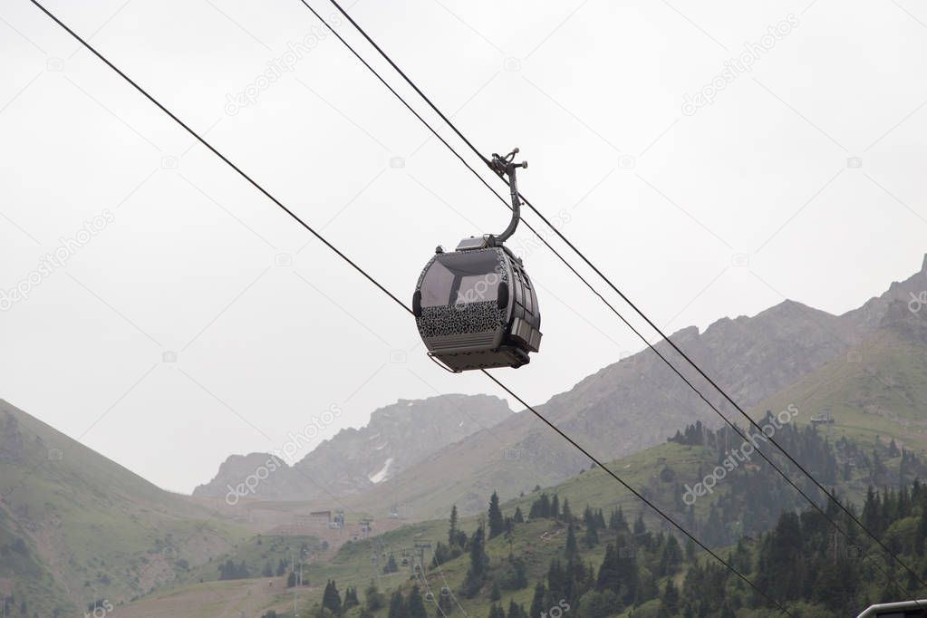 cableway in the mountains of Kazakhstan. Chimbulak
