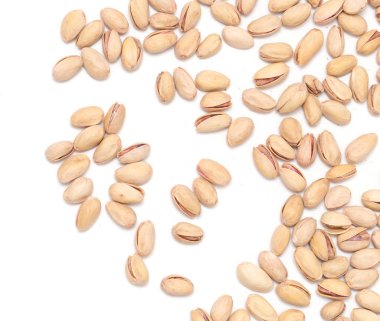 beyaz zemin üzerine Antep fıstığı. Kapat