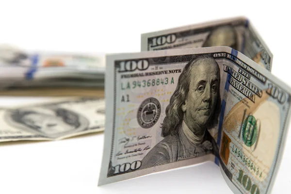 Honderd dollar bill op een witte achtergrond — Stockfoto