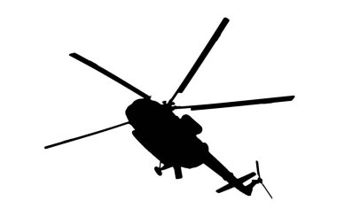 Beyaz arkaplanda helikopter silueti