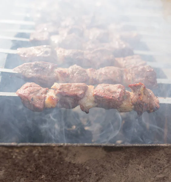 Carne en la parrilla al aire libre —  Fotos de Stock