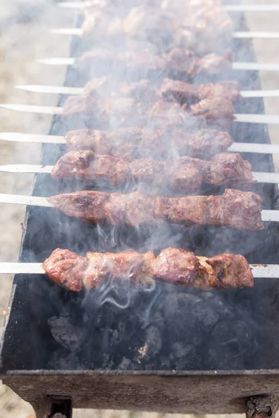 Meat on the grill in the open air — Stock Photo, Image
