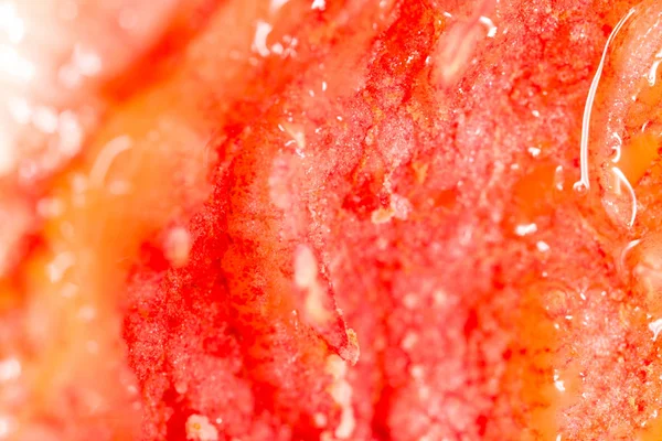 Carne de pêssego suculenta como pano de fundo. fechar — Fotografia de Stock