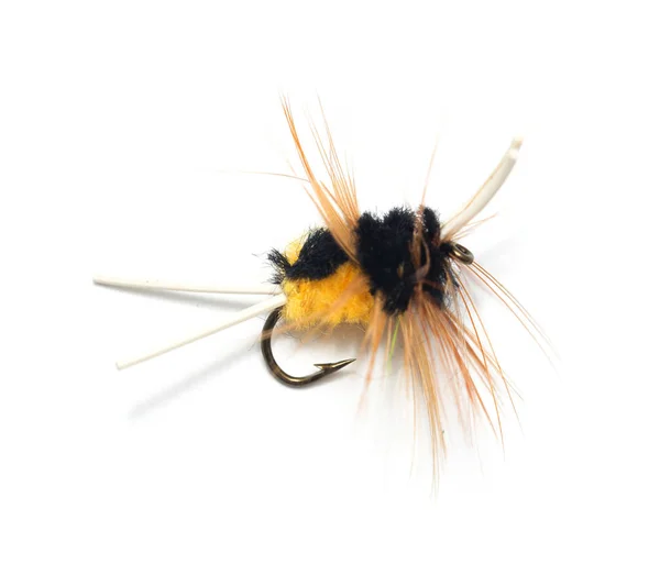 Beyaz arka plan üzerinde için balıkçılık fly — Stok fotoğraf