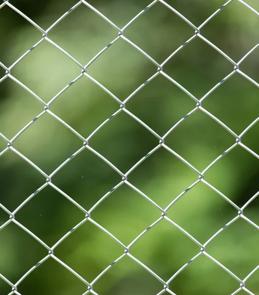 Arka plan olarak doğada metal çit — Stok fotoğraf