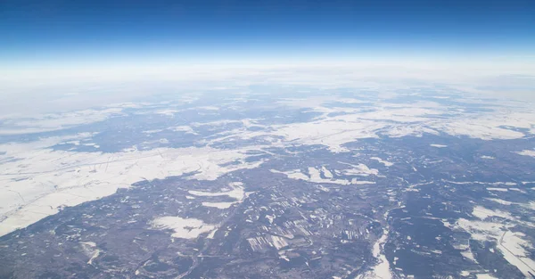 Winter. Blick aus dem Flugzeug — Stockfoto