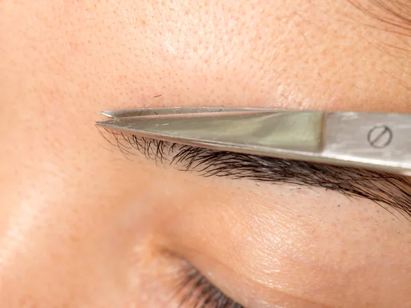 Grooming the eyebrows in a beauty salon — Stock Photo, Image