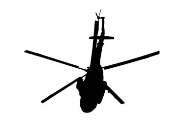 Beyaz arkaplanda helikopter silueti