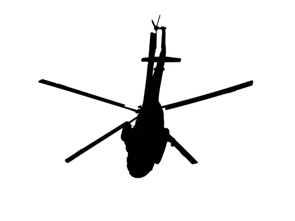 白色背景的直升机轮廓 — 图库照片