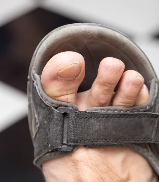 Mannelijke voet in sandalen — Stockfoto