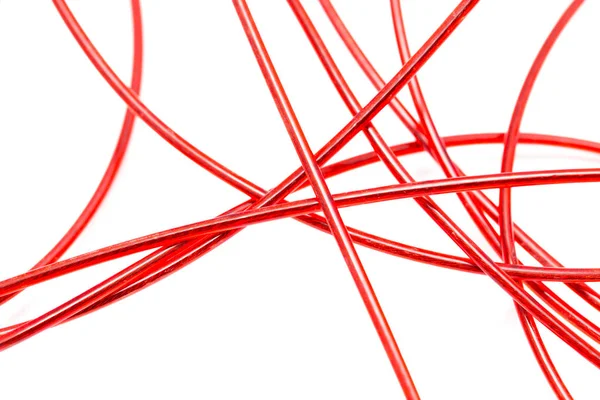 Red wire on a white background — Stock Photo, Image