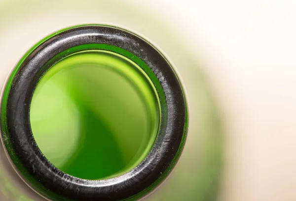 Green glass bottle neck. close — Stock Photo, Image