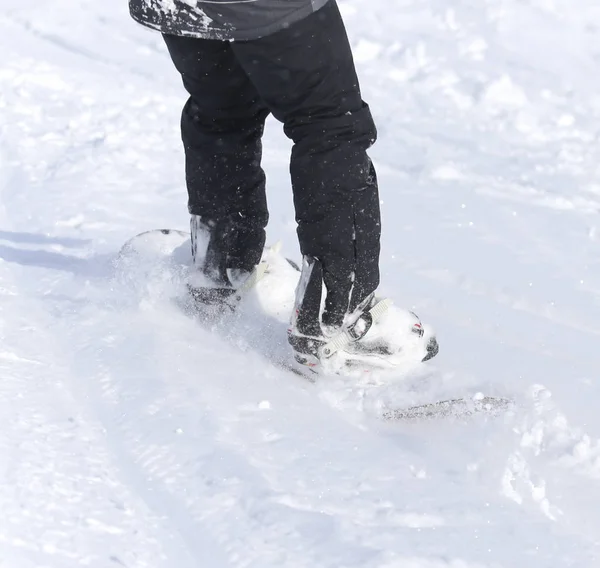 Lidé snowboarding na sněhu v zimě — Stock fotografie