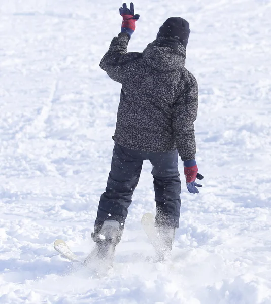 Άνθρωποι που κάνουν σκι στο χιόνι το χειμώνα — Φωτογραφία Αρχείου