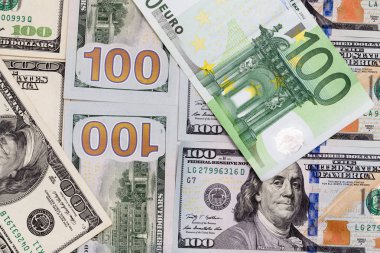 Parayı arka plan. Euro ve dolar
