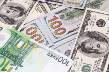 Parayı arka plan. Euro ve dolar